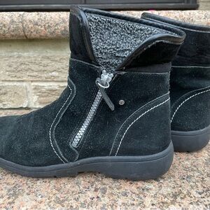 Sporto Boots Womens Suede Ankle Booties Faux Fur Collar Zip Up SIZE 8.5